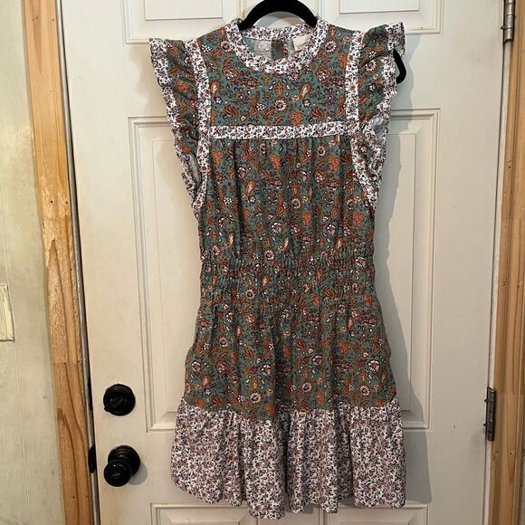 Universal Thread Mini Green Floral Cottagecore Dress Size Small - Picture 1 of 7